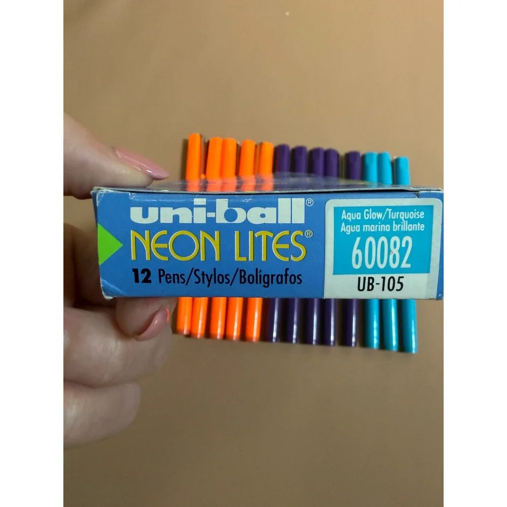 Uni-Ball Neon Lites Vintage Rollerball Pens Micro .2mm 12ct Orange Purple Blue